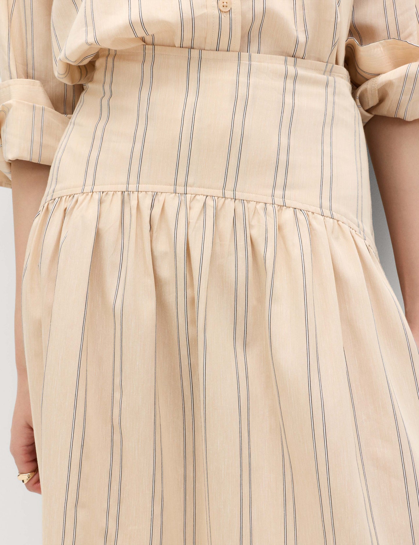 Striped Midaxi Circle Skirt With Cotton