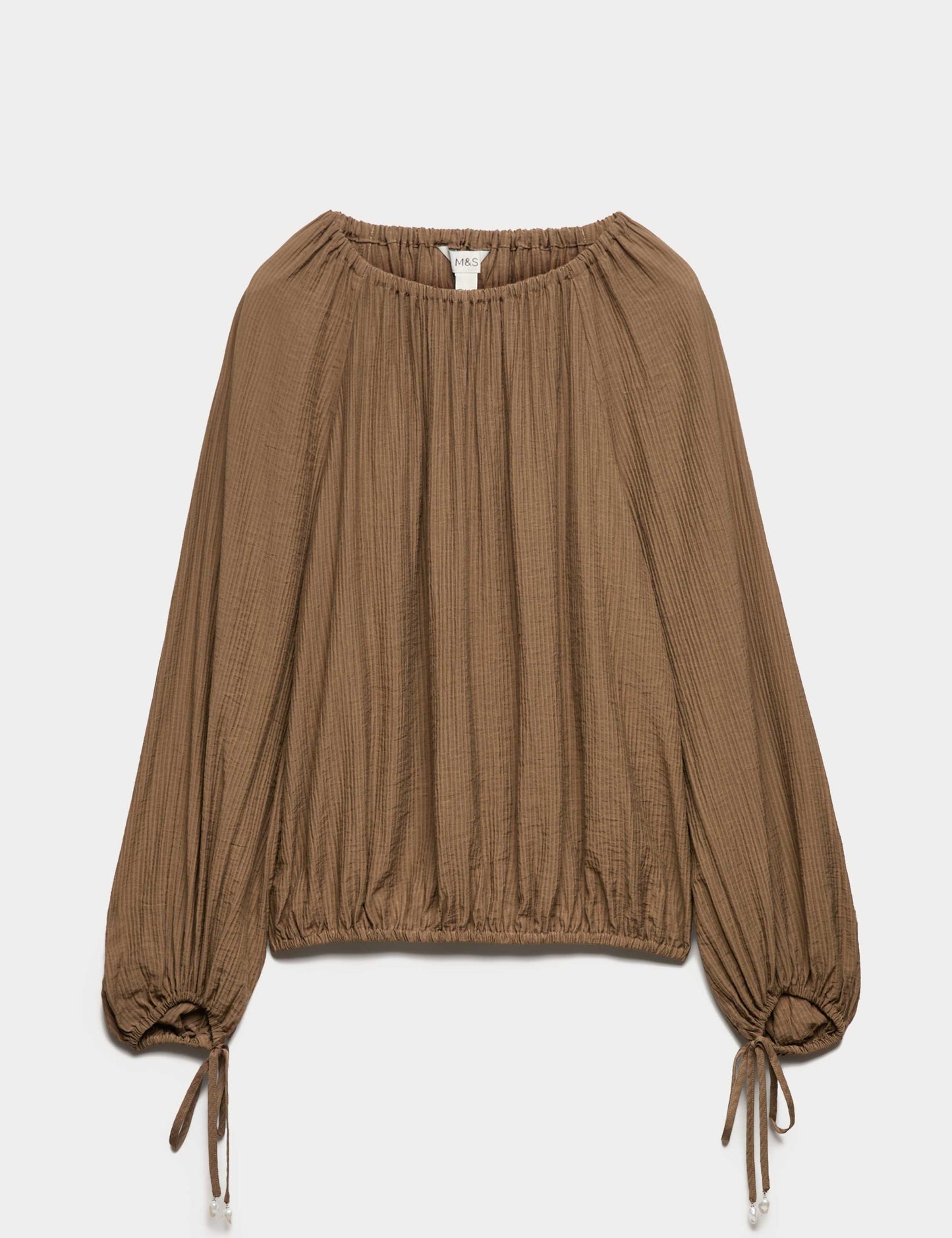 Striped Plisse Tie Detail Blouse