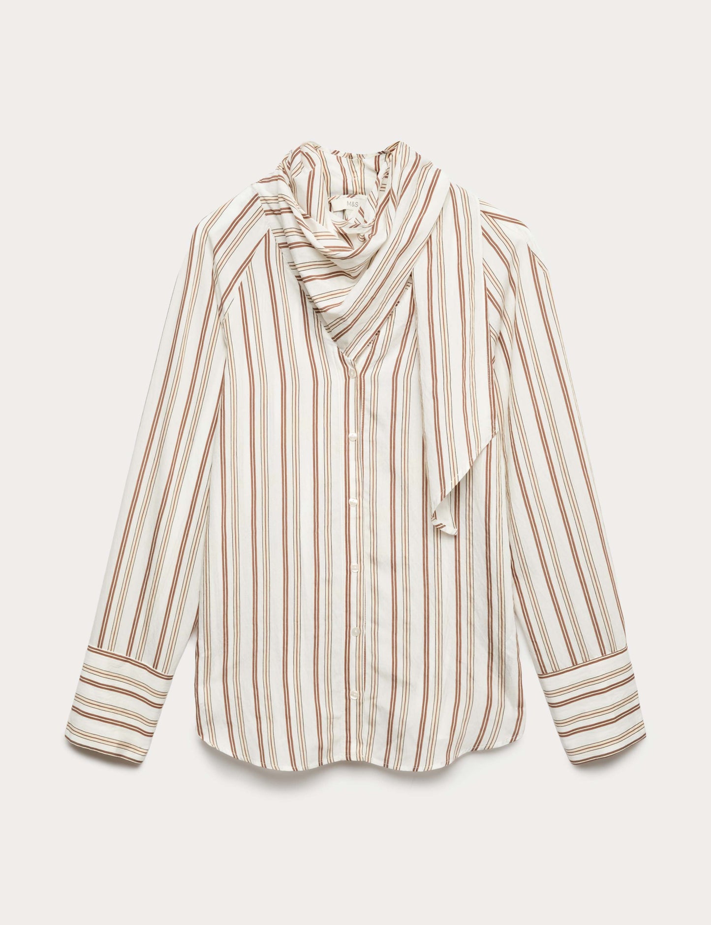 Striped Scarf Neck Detail Shirt