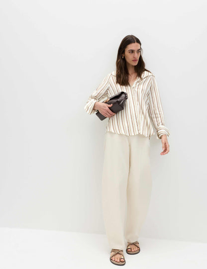 Striped Scarf Neck Detail Shirt
