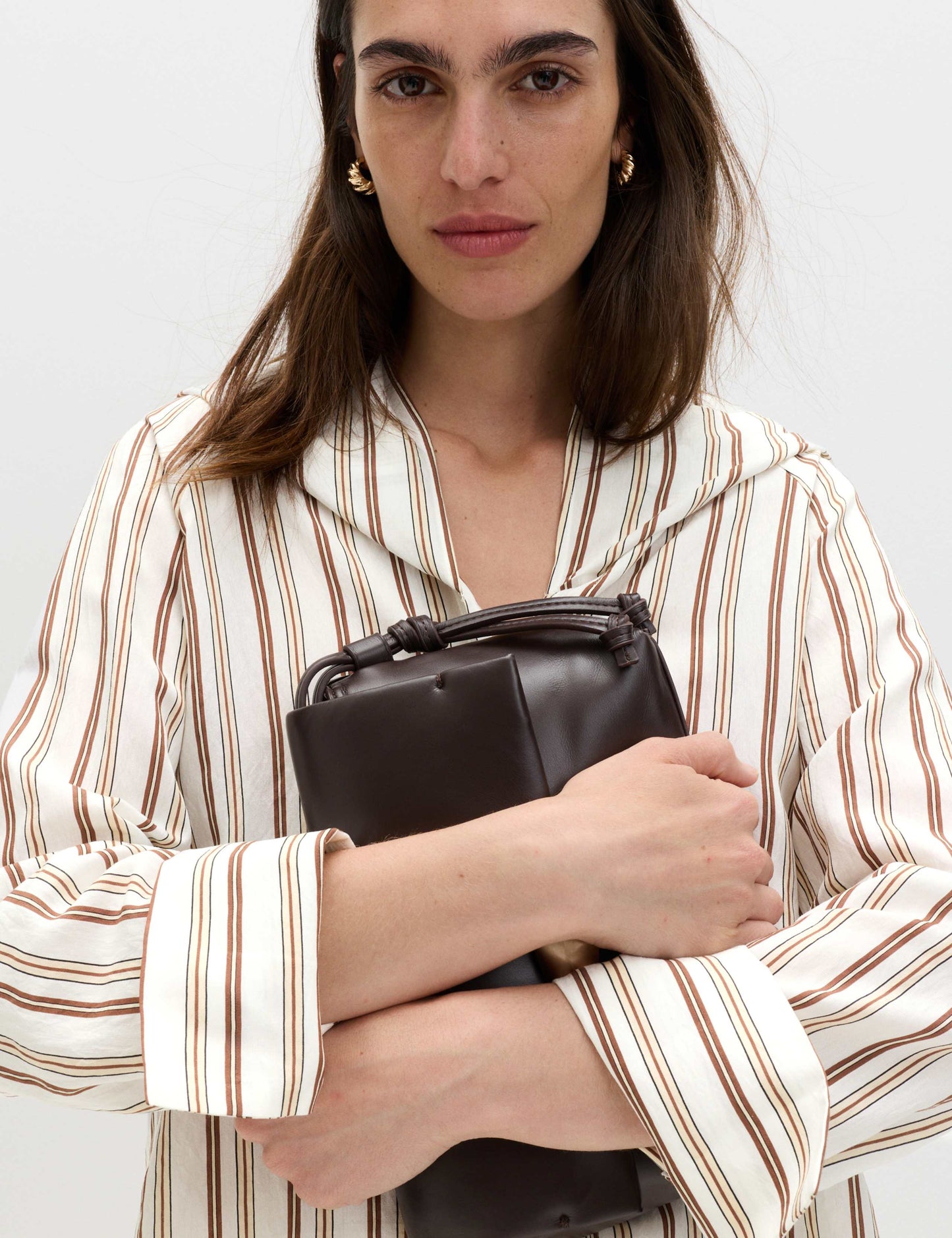 Striped Scarf Neck Detail Shirt