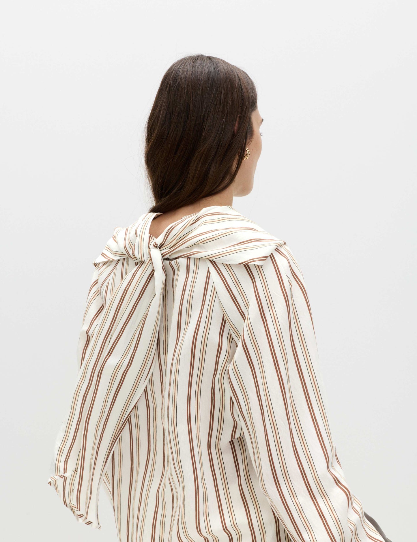 Striped Scarf Neck Detail Shirt