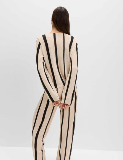 Striped Tie Front Top