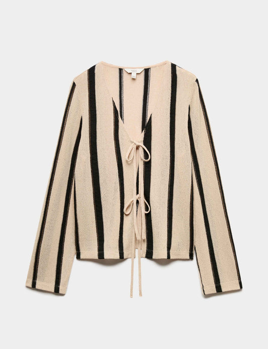 Striped Tie Front Top