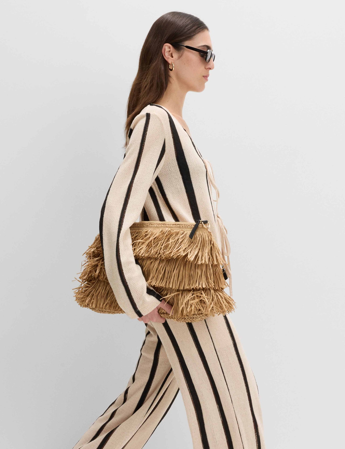 Striped Tie Front Top