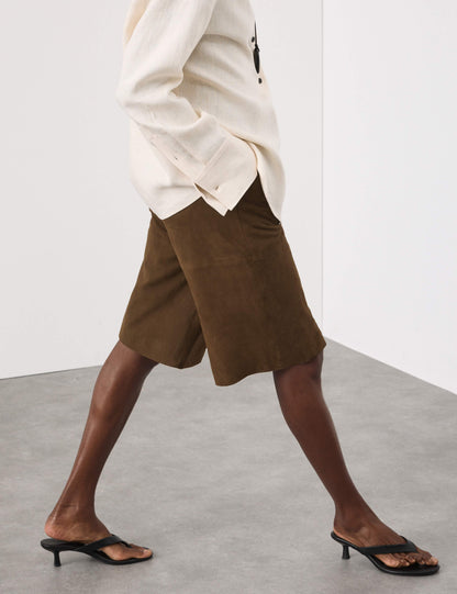 Suede Bermuda Shorts