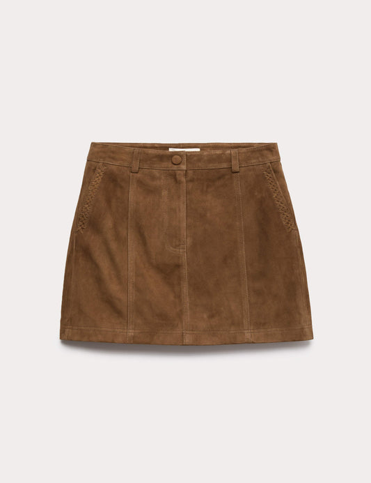 Suede Braided Detail Mini A-Line Skirt
