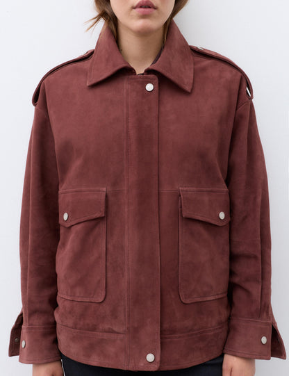 Suede Collared Bomber Jacket