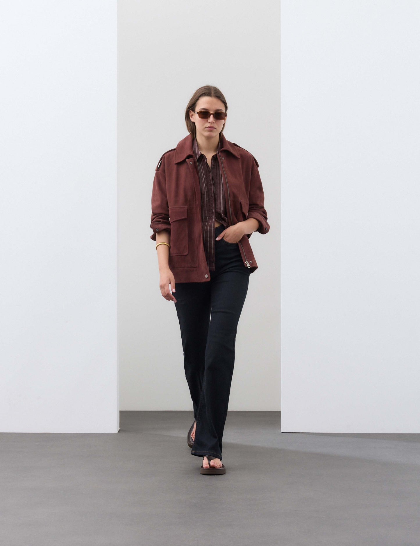 Suede Collared Bomber Jacket