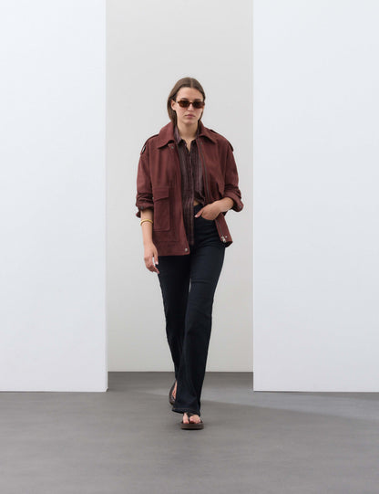 Suede Collared Bomber Jacket