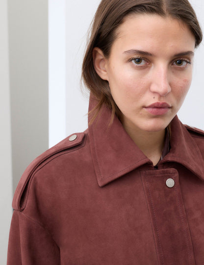 Suede Collared Bomber Jacket