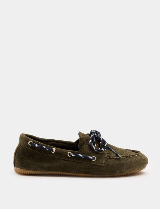 Suede Contrast Lace Boat Shoe