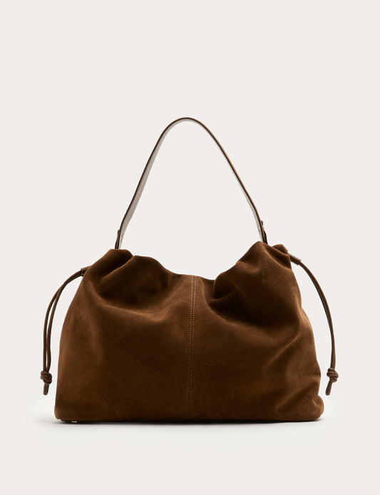 Suede Drawstring Shoulder Bag