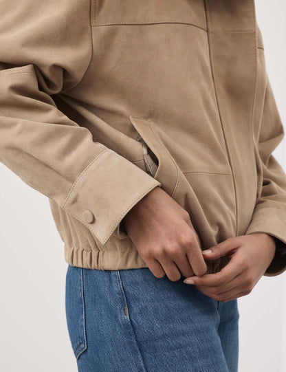 Suede Funnel Neck Blouson Jacket