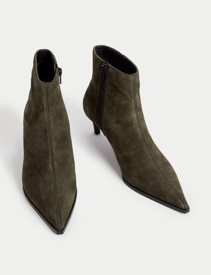 Suede Kitten Heel Ankle Boots