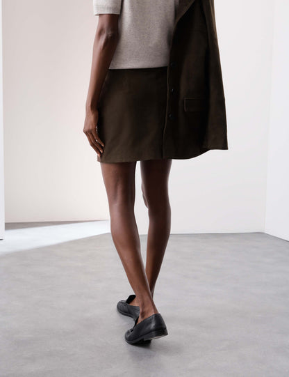 Suede Mini A-Line Skirt