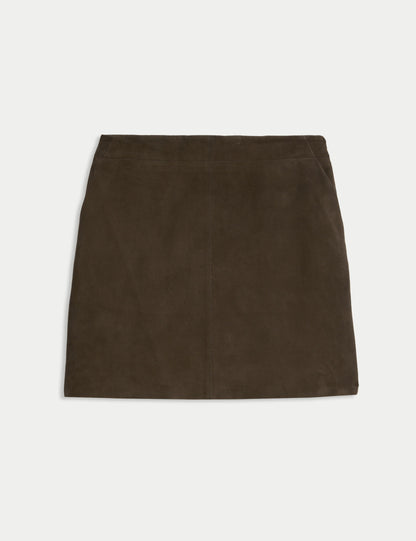 Suede Mini A-Line Skirt