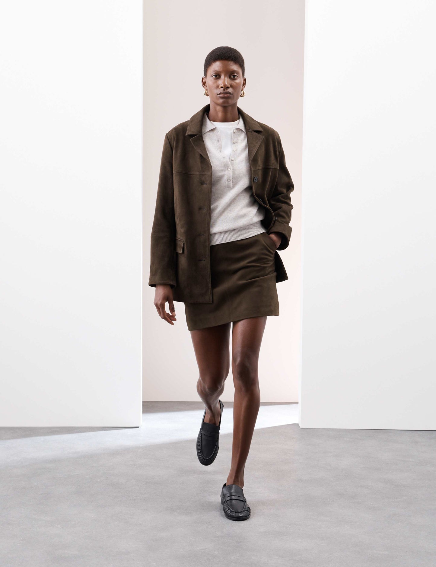 Suede Mini A-Line Skirt