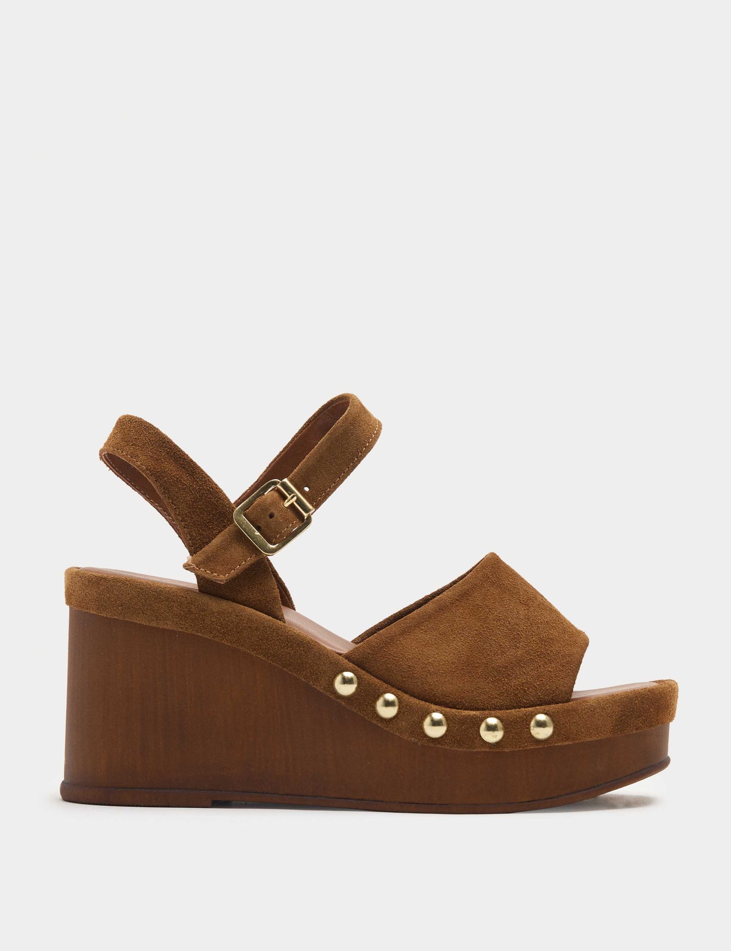 Suede Studded Wedge Open Toe Clog