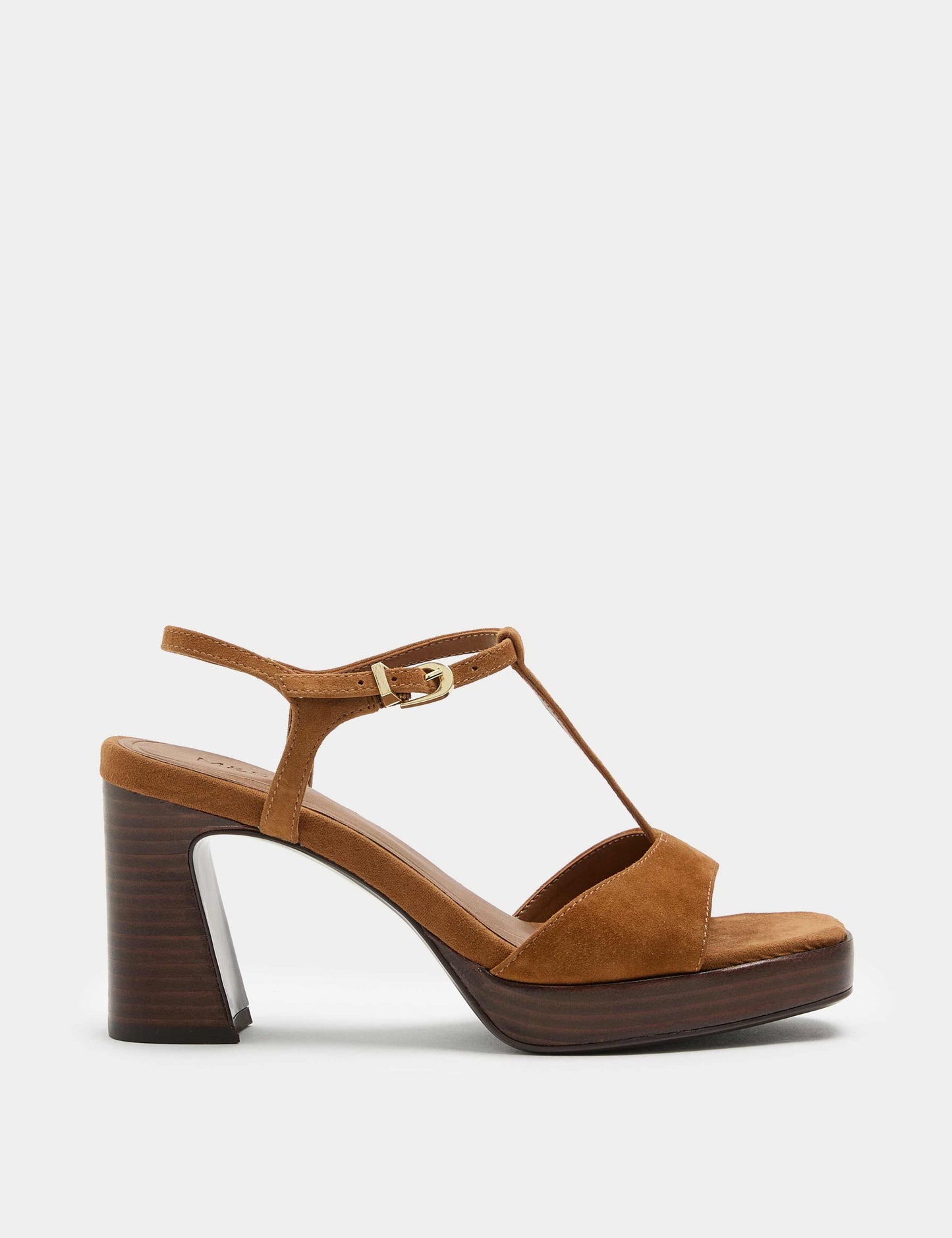 Suede T-Bar Platform Heel Sandals