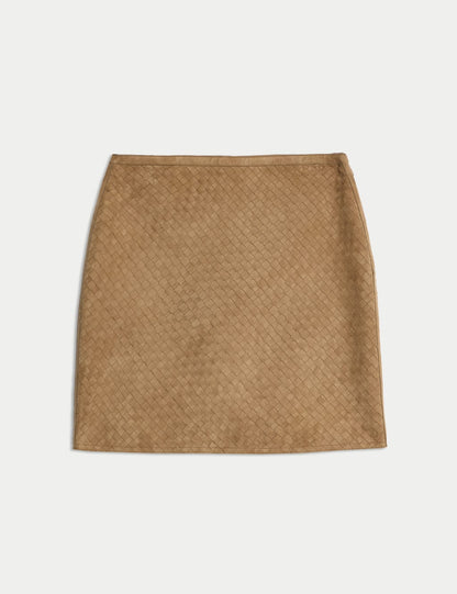 Suede Textured Mini A-Line Skirt