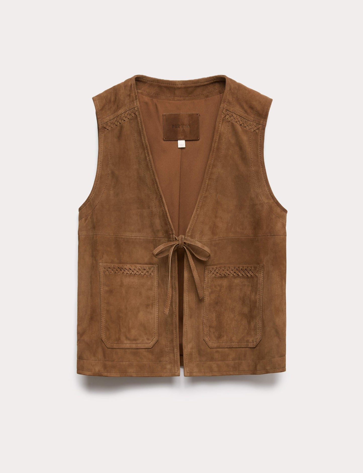 Suede Tie Front Waistcoat