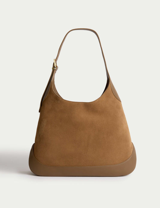 Suede Top Handle Shoulder Tote
