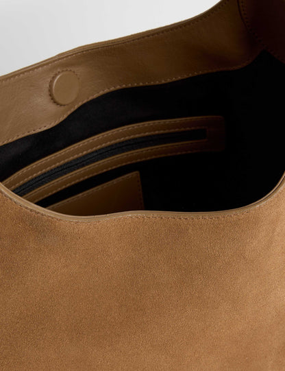 Suede Top Handle Shoulder Tote