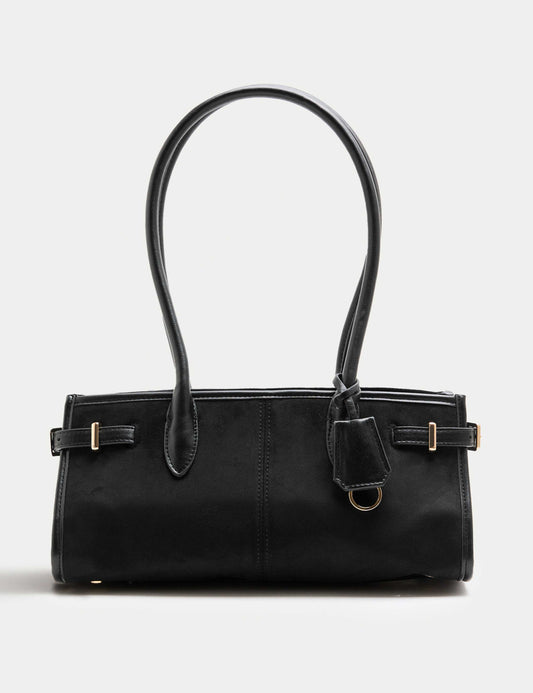 Suedette Buckle Shoulder Bag