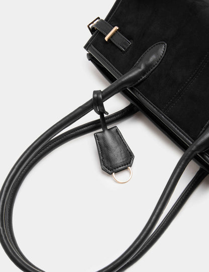 Suedette Buckle Shoulder Bag