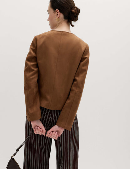 Suedette Collarless Jacket