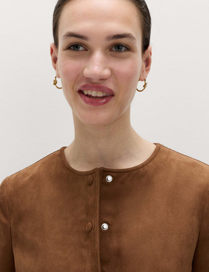 Suedette Collarless Jacket