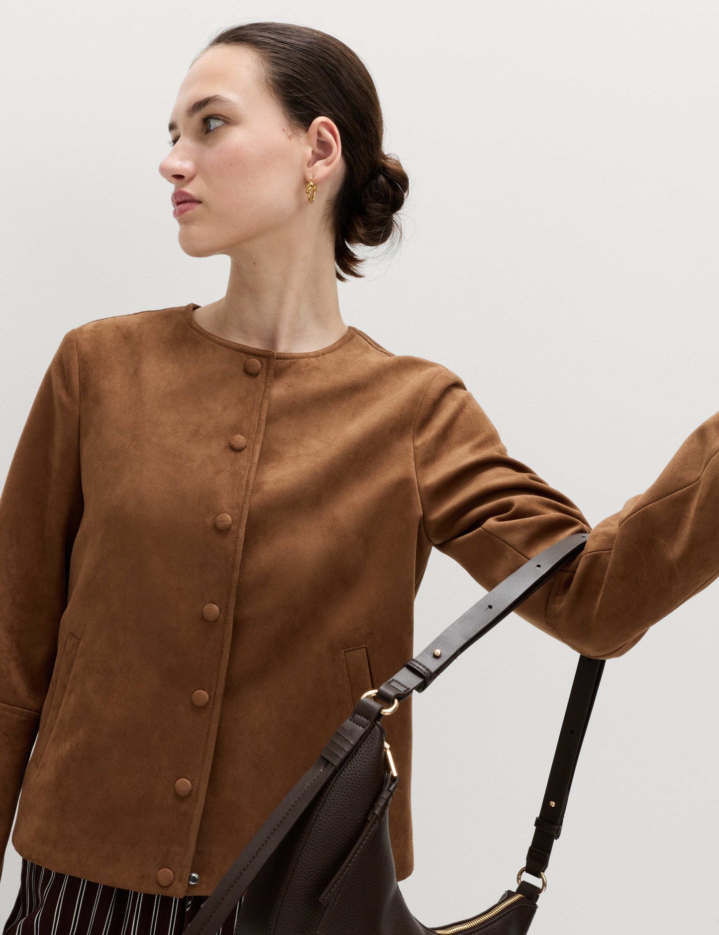 Suedette Collarless Jacket