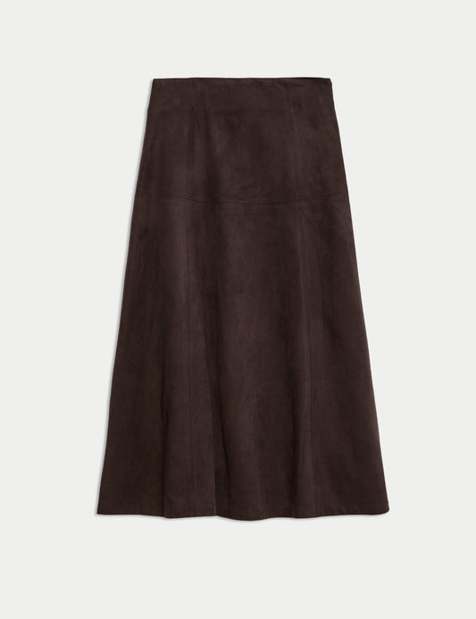 Suedette Maxi A-Line Skirt