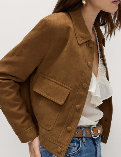 Suedette Trucker Jacket