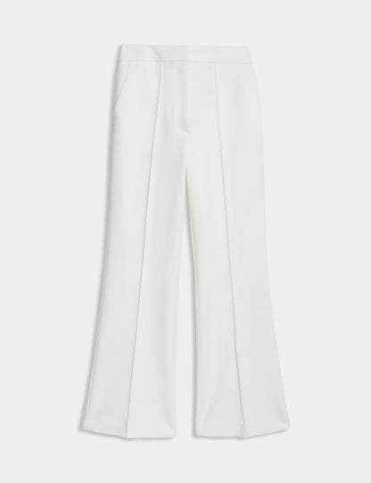 Tailored Pintuck Flared Trousers