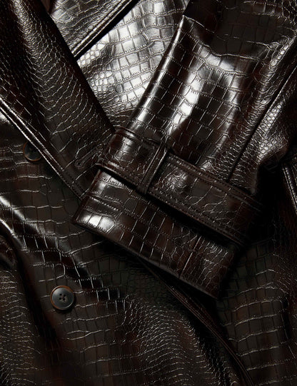 Textured Belted Longline Trench Coat