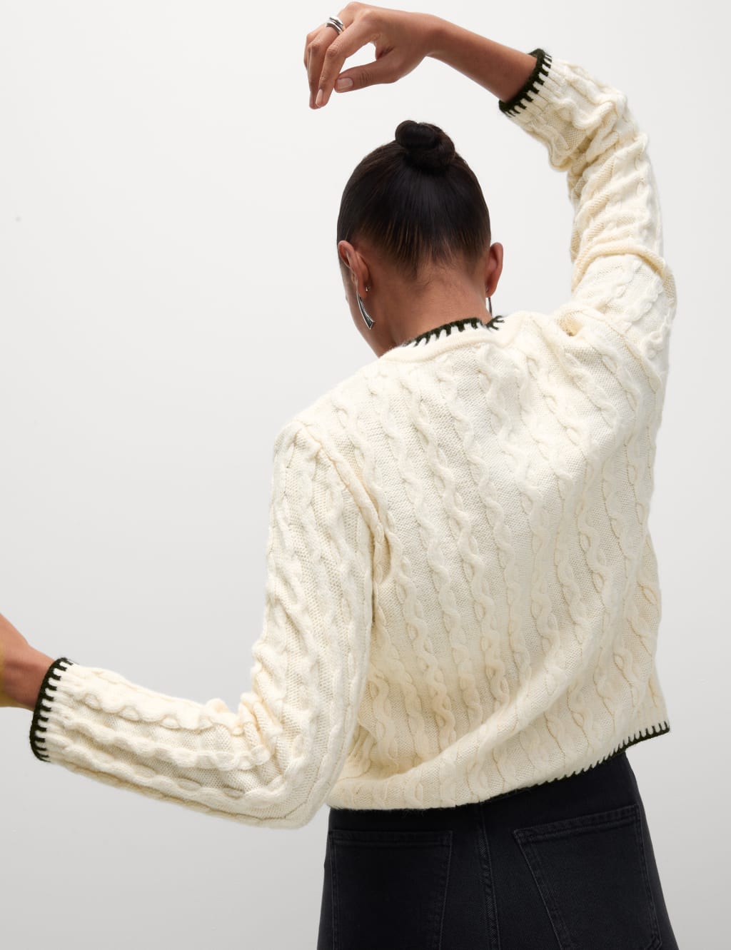 Textured Cable Knit Whipstitch Cardigan