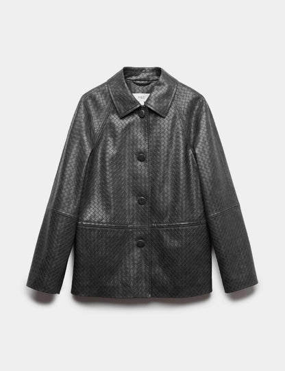 Textured Faux Leather Jacket