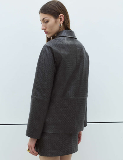 Textured Faux Leather Jacket