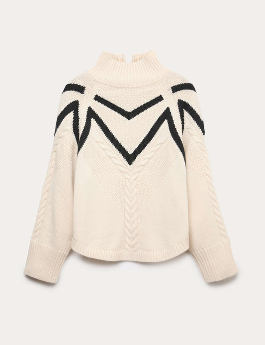 Textured Funnel Neck Jumper With Wool