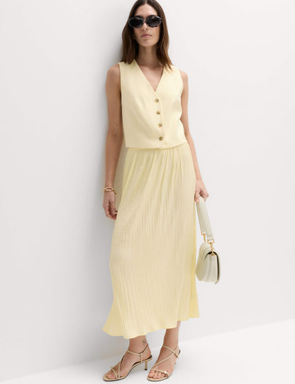 Textured Pleated Midaxi Skirt