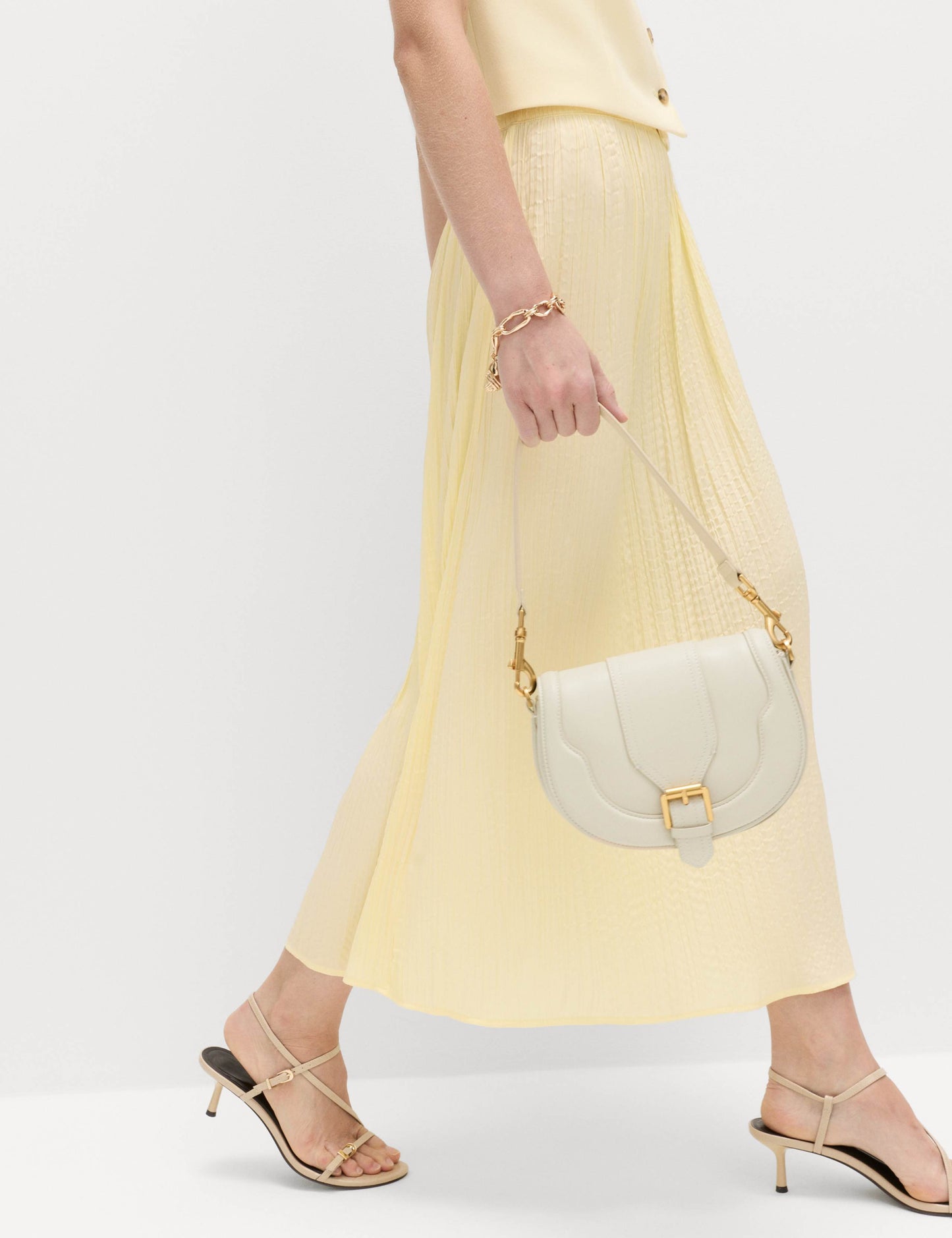 Textured Pleated Midaxi Skirt