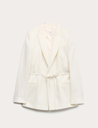 Tie Belted Blazer with Linen