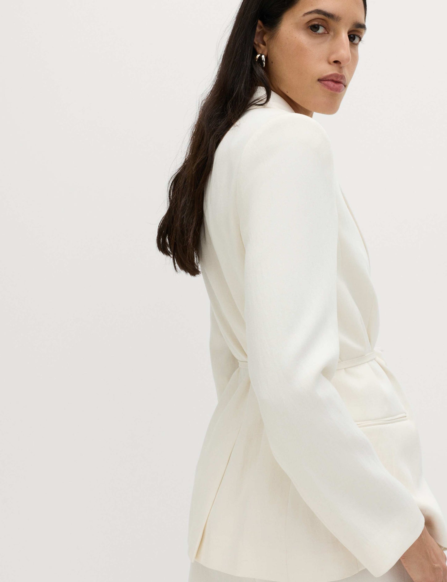 Tie Belted Blazer with Linen