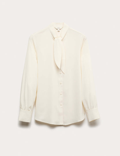 Tie Neck Long Sleeve Shirt