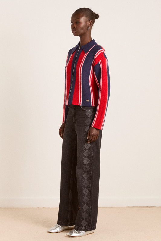 Sylvie Grey Argyle Jeans
