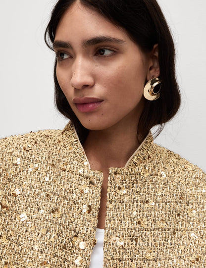 Tweed Sequin Cropped Jacket