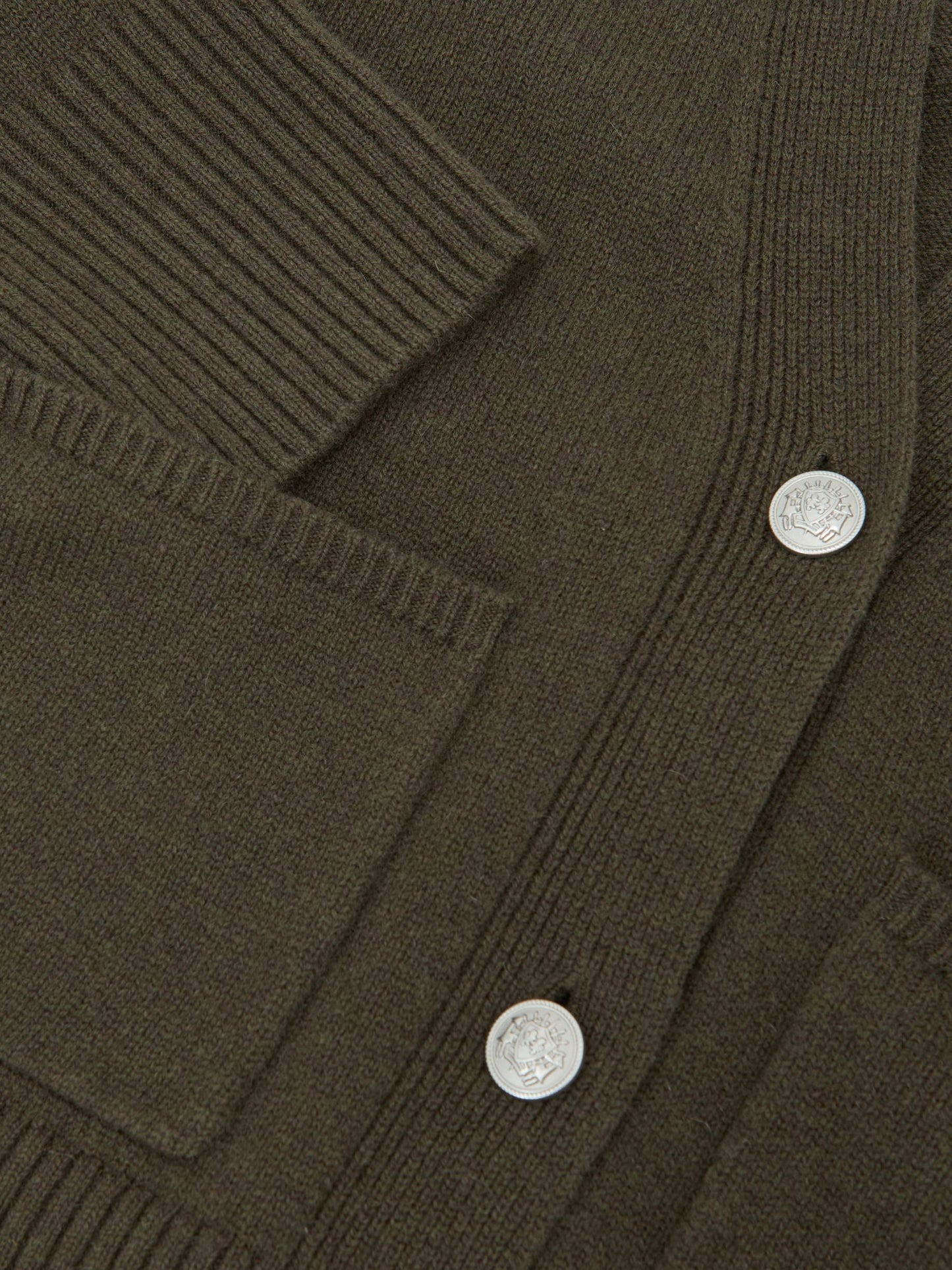 Maya Wool-Cashmere Button-Through Cardigan in Khaki Green