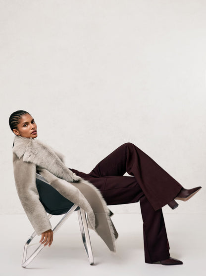Elia Shearling And Leather Coat in Neutral